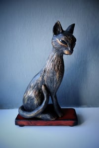Image 2 of 'Sable' Black Cat Paper Clay Sculpture