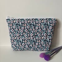 Image 1 of Bloom in Blue Handmade Quilted Makeup Bag - Limited Editon