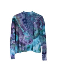 Image 3 of ♻️ UPCYCLED XS Lightweight Open Sweater Cardigan in Mermaid Watercolor Ice Dye
