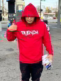 Image 1 of Red “TRENCH” Hoodie