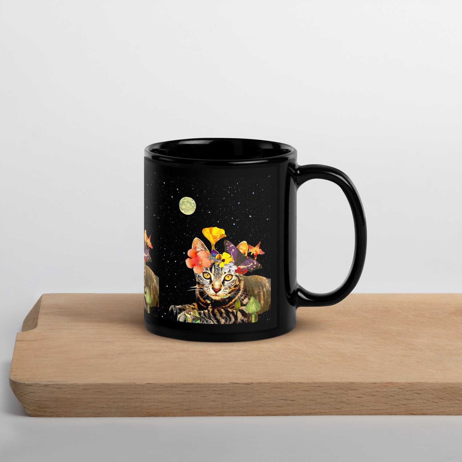 Image of Frida Cat-lo - Black Glossy Mug - 2 Size Options 