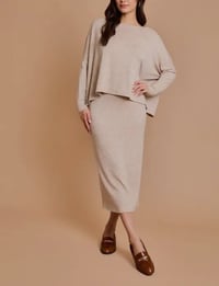 Image 2 of boat neck skirt set 