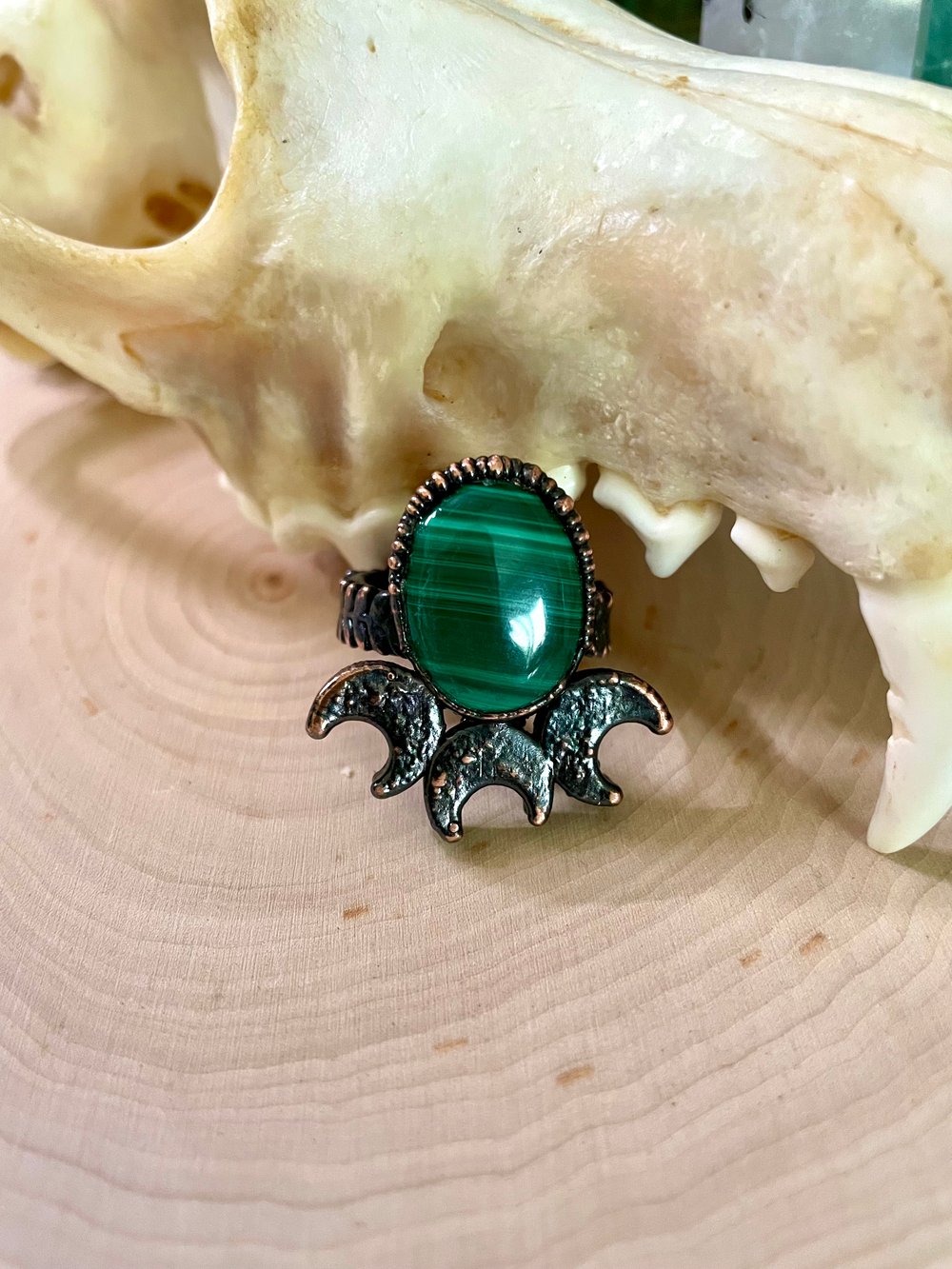 Malachite Triple Goddess Ring