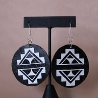 Image 2 of Black & Whitw Cloud Design Earrings