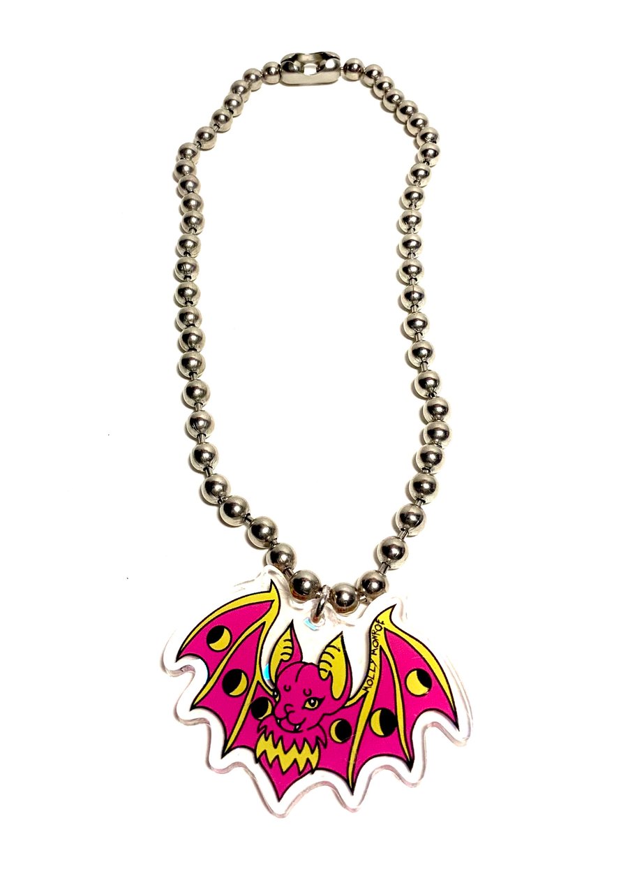 Image of Moon Bat Ball Chain Necklace