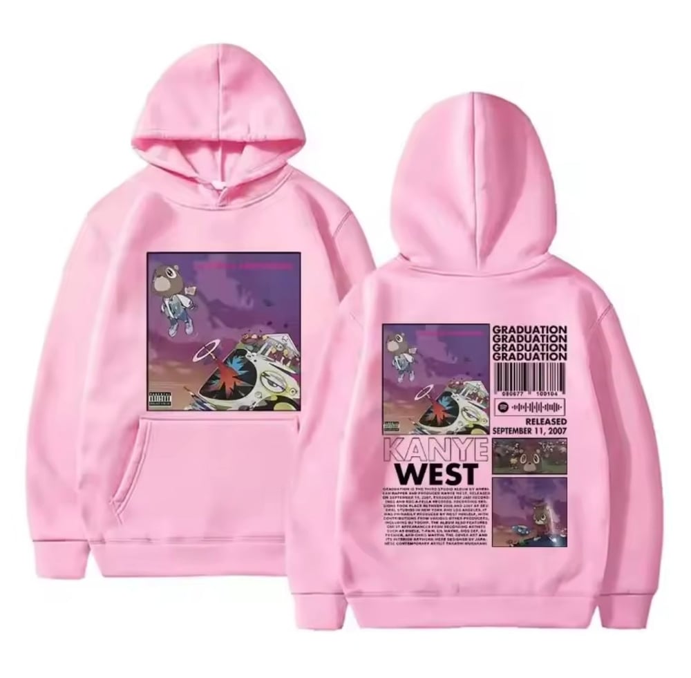 Image of Kanye west pink graduation album hoodie