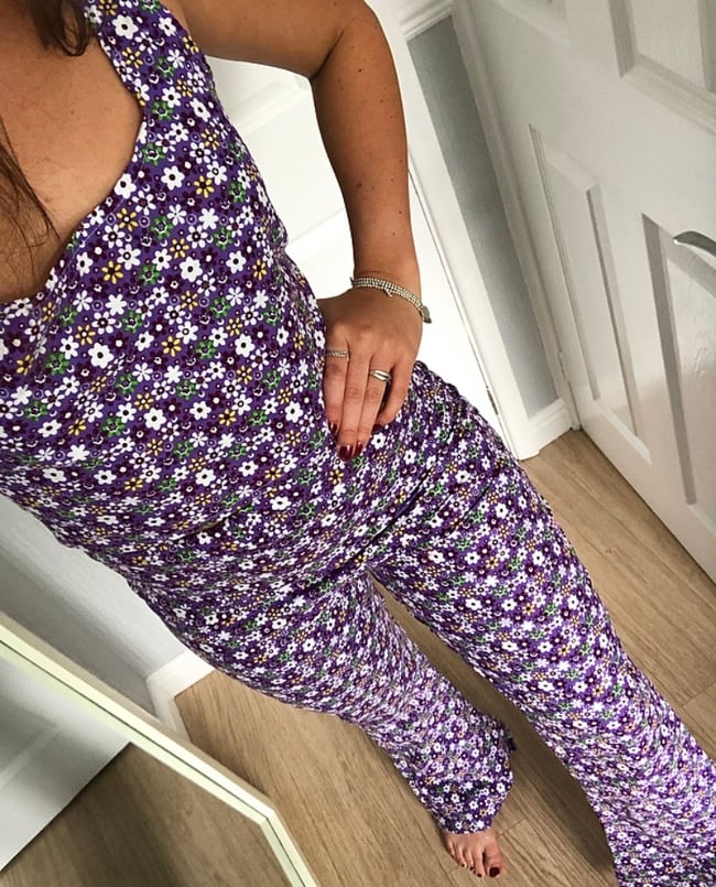 Pre made/ ready to ship Floral ribbed flares 