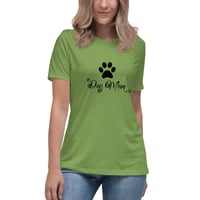Image 7 of Women's Relaxed T-Shirt, Dog Mom T-Shirt | Paw Print Dog Lover Script Graphic Tee
