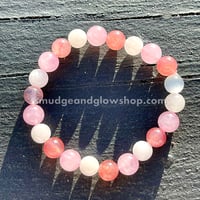 Image 1 of Rose Quartz, Strawberry Quartz & Moonstone Bracelet (Just 2 left)