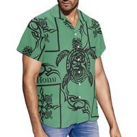 Image 3 of Men's Pique Honu Print Collard Shirt