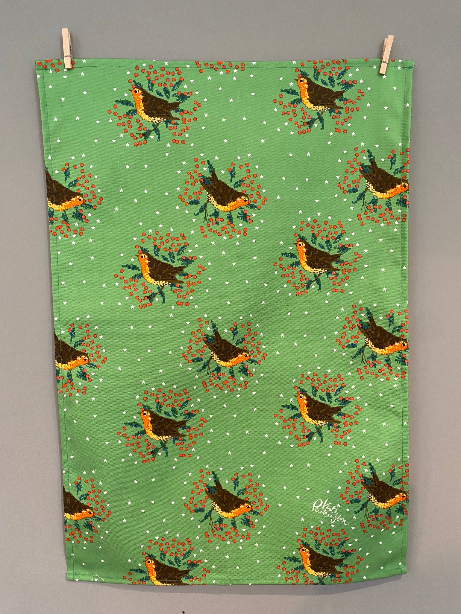 Image of Green Robin Teatowel