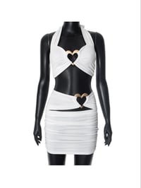Image 1 of Heart Metal Decor Halter Ruched Skirt Setsh / PRE ORDER