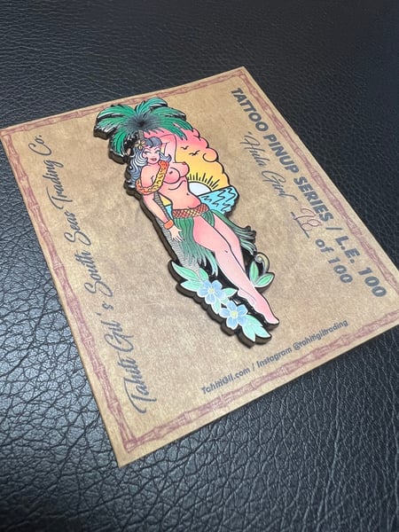 Image of 3” “Hula Girl” Pinup Enamel Pin LE 100