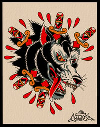 Wolf & dagger 11x14 flash