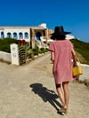RED BRODERIE ANGLAISE SHORT KAFTAN