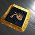 Blue Velvet Snake Patch Cushion Cover With Gold Fringe Image 5