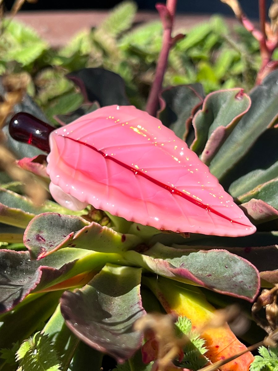 Image of Pink Gold Fumed Leaf Pendant