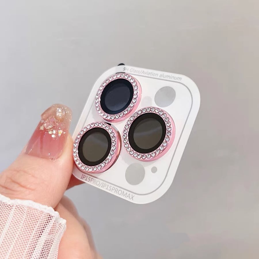 Image of 3-2Pcs Luxury Diamond Camera Protector For IPhone 17 16 15 14 13 Pro Max Plus Glitter Ring Lens Glas