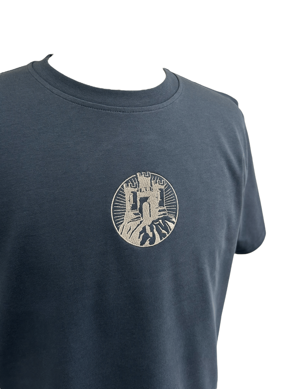 Navy / Silver Castle Embroidered T-shirt 