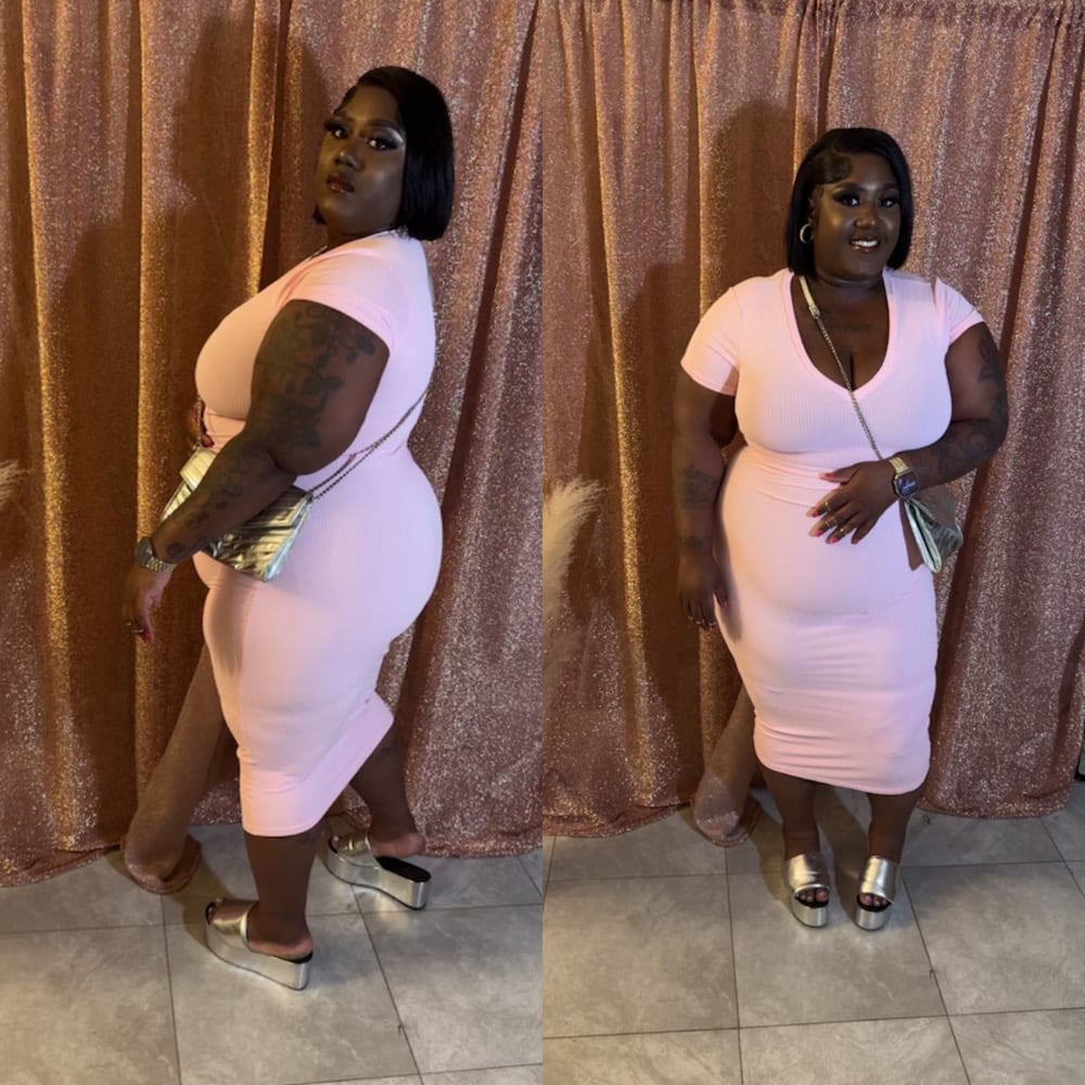 Image of Pink V-Neck Bodycon