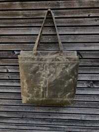 Image 4 of Large vegan tote bag, made in waxed canvas