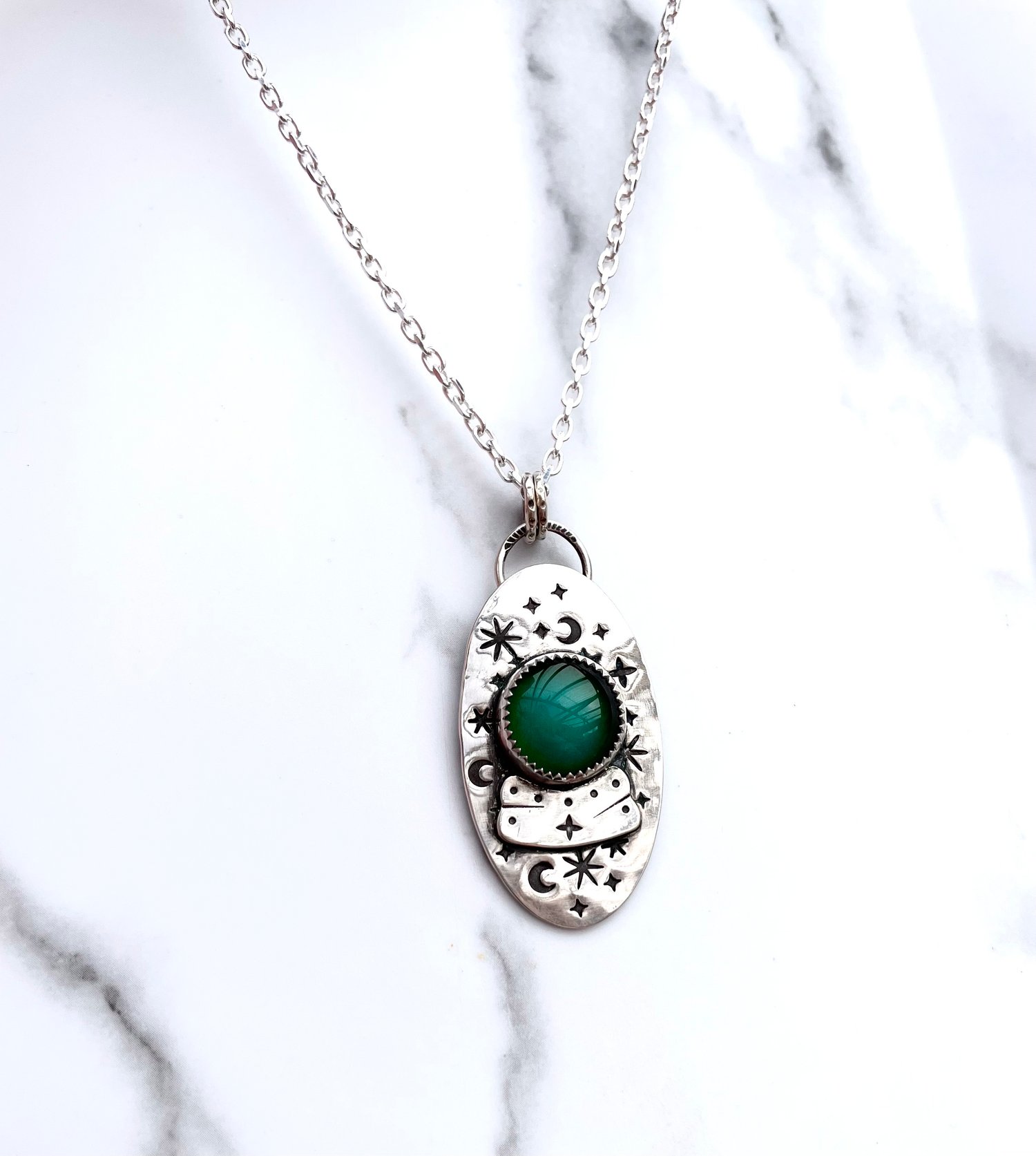 Image of Handmade Sterling Silver Mood Colour Changing Crystal Ball Pendant 925