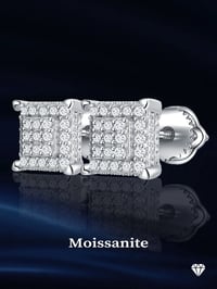 Image 3 of Moissanite Stud Earring for Women Square Earrings with Gra Certificate Silver 925 Earring