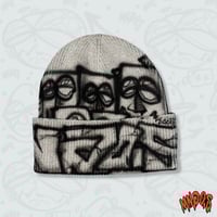 Image 2 of [MNGO.S] All overprint Knit Beanie - BLACK V2