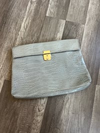 Gray printed clutch 