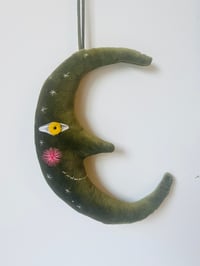 Image 1 of  Olive Green Velvet Crescent Moon