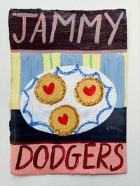 Jammy dodgers on blue stripes