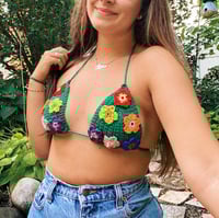 Image 3 of Garden Baby Triangle Bikini| Flower Crochet Bikini Top