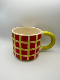 Image 2 of Red + Chartreuse Grid Mug