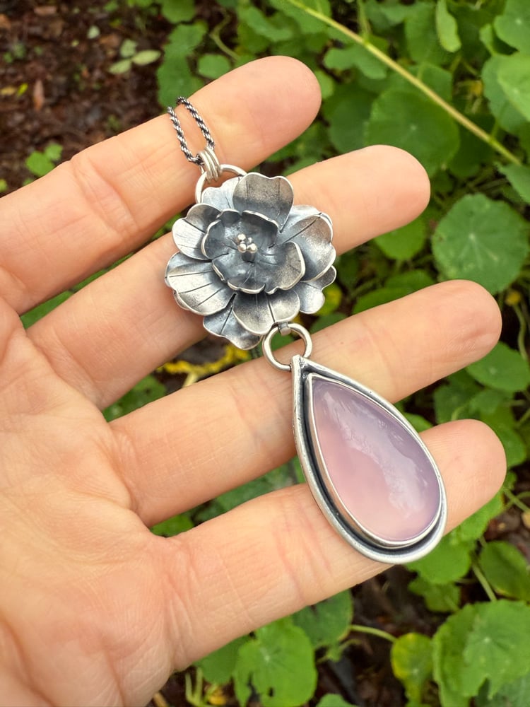 Image of Begonia Flower Natural Chalcedony Necklace