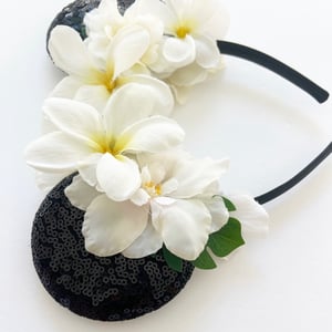Image of Black Ears with Plumeria and White Tropical Florals