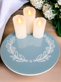 Image 3 of 14" Lazy Susan Turntable Epoxy Resin Art Modern Wreath Steel Blue