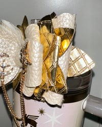 Image 2 of Starlight Shimmer Cream and Gold Moon and Star Tumbler Straw Topper Bow