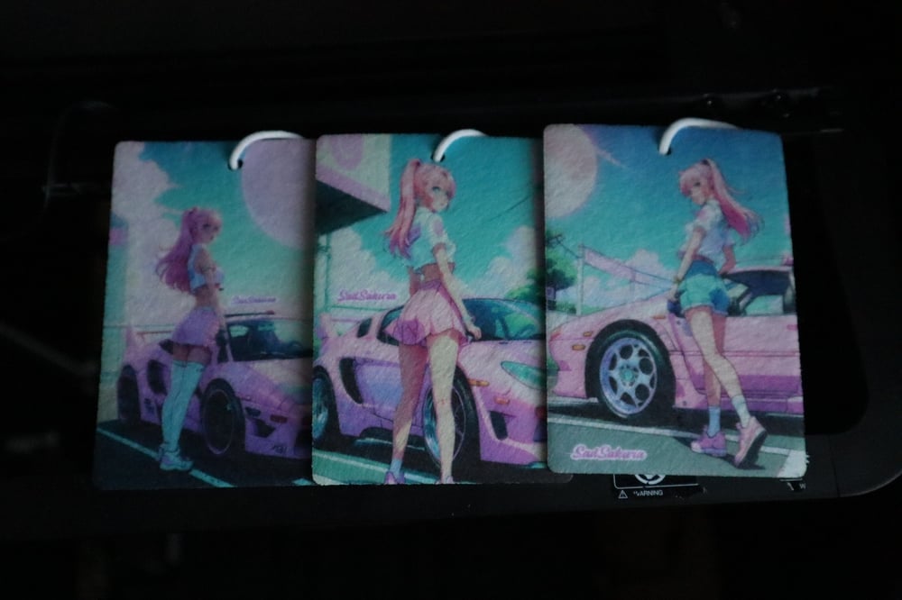 Image of Set of 3! Anime car girl retro 