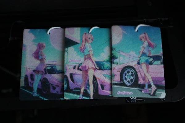 Image of Set of 3! Anime car girl retro 