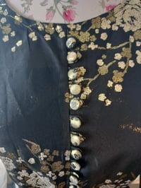 Image 10 of Miss MEHIR Dress 1970s Style Evening Maxi Gold & Black Floral Size S