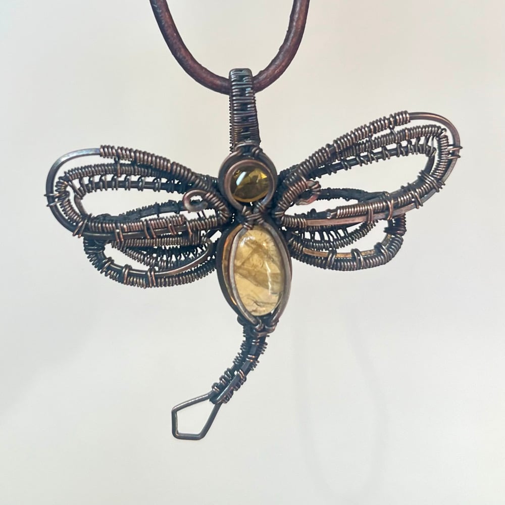 Image of Citrine Dragonfly Necklace
