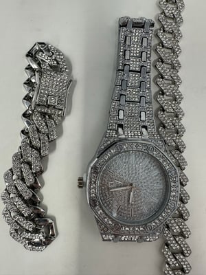 Image of Iced Out Watch Chain and Bracelet- Free Shipping 