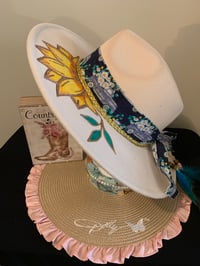 Image 1 of "Eres Mi Hija Amada" Hand-Burned and Painted Wide Brim Felt Fedora Hat