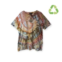 Image 1 of ♻️ UPCYCLED L Ladies 100% Cotton Tee in Mojave Spiral Ice Dye