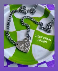 Image 3 of CRYING FACE ENGRAVED HEART CHAIN 