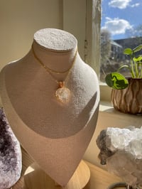 Image 1 of Gold Snowflake Rutile Heart Crystal Necklace