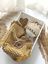 Image 2 of Newborn Photo Prop Set | Mini Rug | heart | bonnet for Photoshoot | mustard | beige