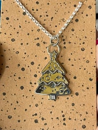Sterling Silver Stamped Christmas Tree Necklaces