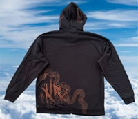 Image 2 of “TWO BECOME ONE” CUSTOM BLEACH PAINTED ZIP UP HOODIE XL