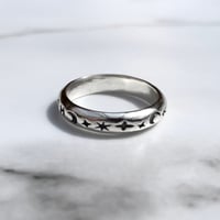 Image 5 of Chunky Rounded Silver Witch Ring With Stars And Moons. Sterling.